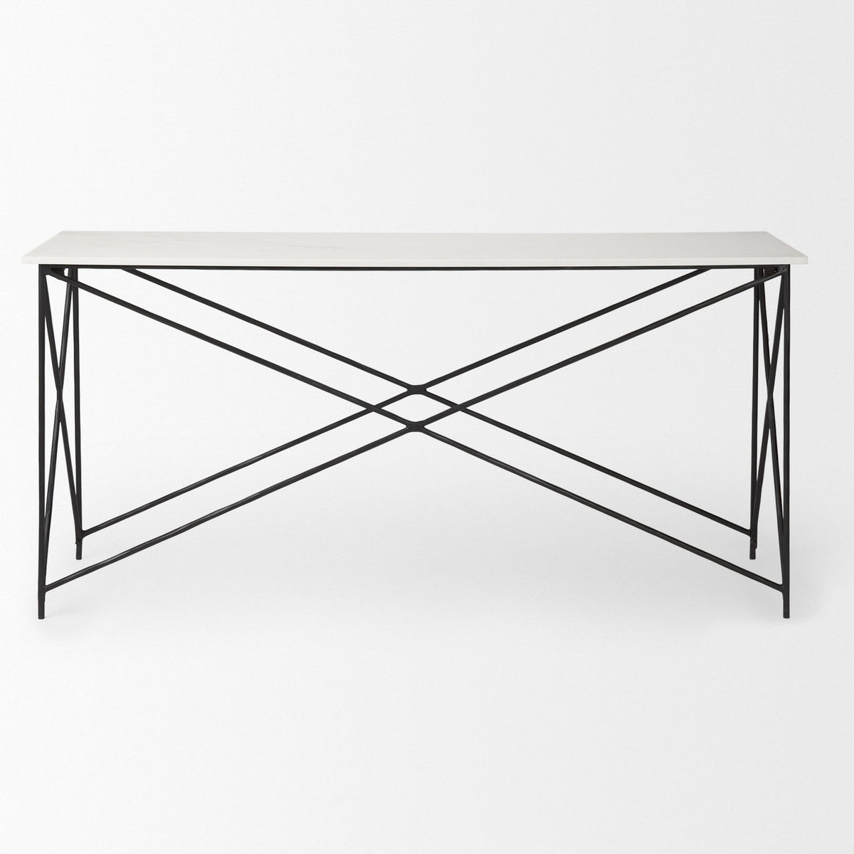 Mercana Lorlei Marble Top w/ Gray Iron Base Console Table