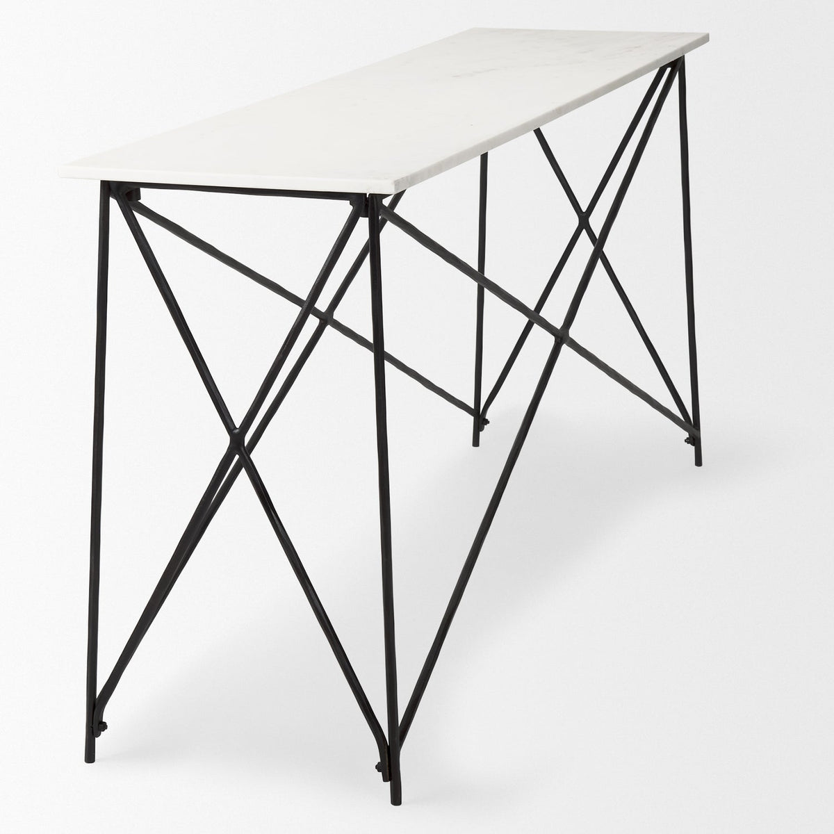 Mercana Lorlei Marble Top w/ Gray Iron Base Console Table