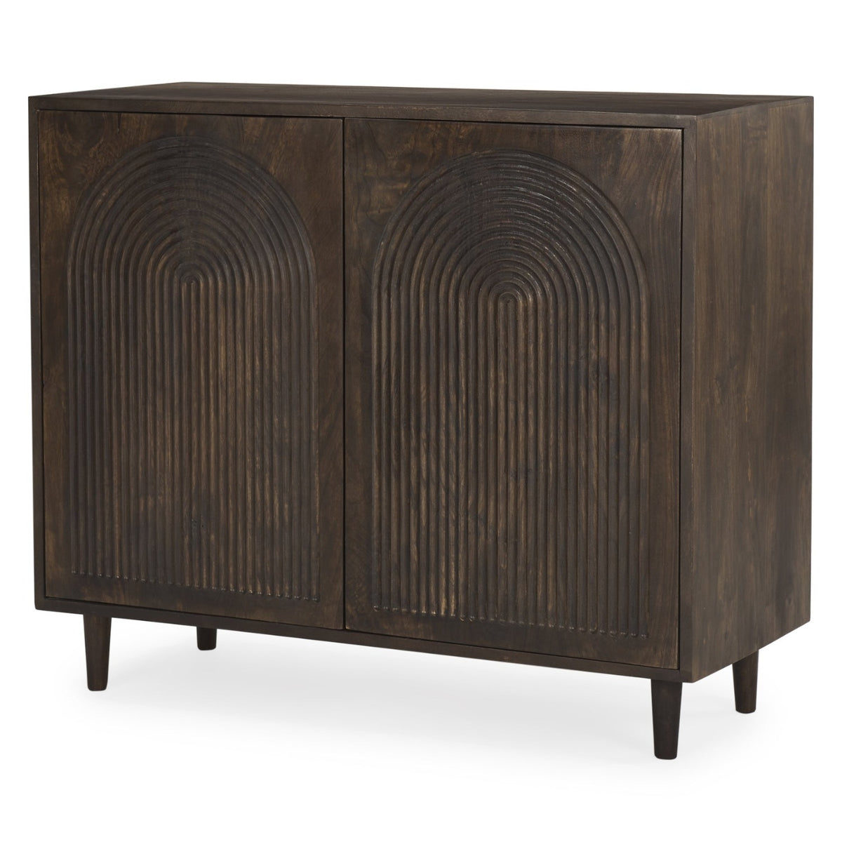 Mercana Tucker Dark Brown Wood w/Carved Arch Pattern 2 Door Cabinet, primary product view