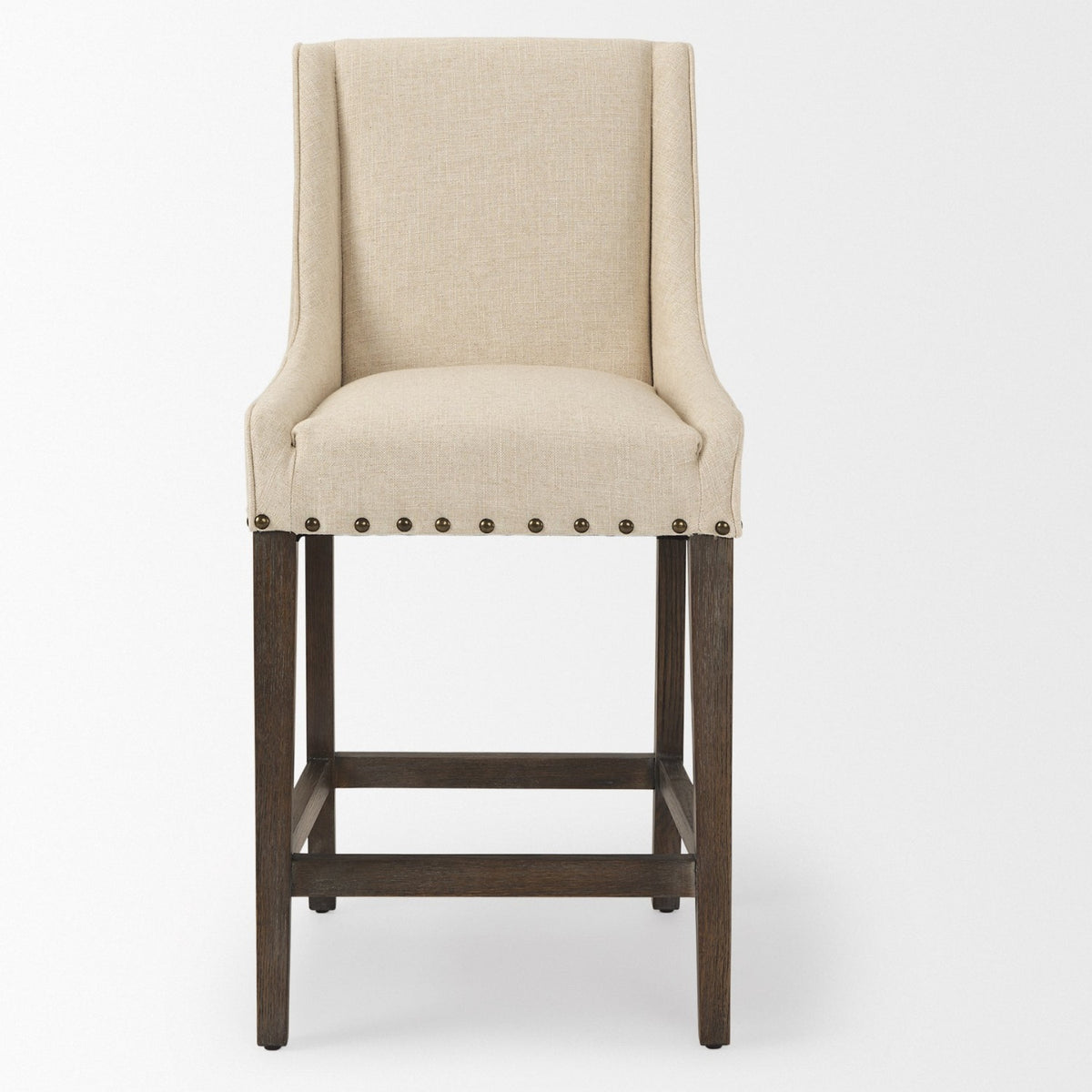 Mercana Kensington Cream Fabric Seat Brown Wood Frame Counter Stool