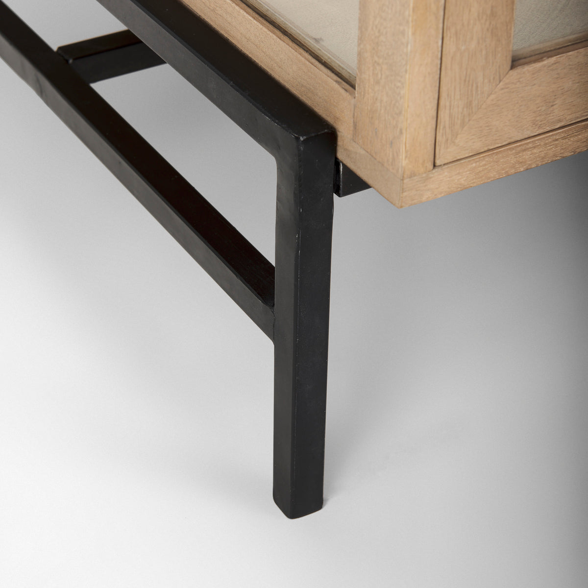 Mercana Arelius 49.5"L Rectangular Light Brown Wood w/ Black Metal Base Display Coffee Table