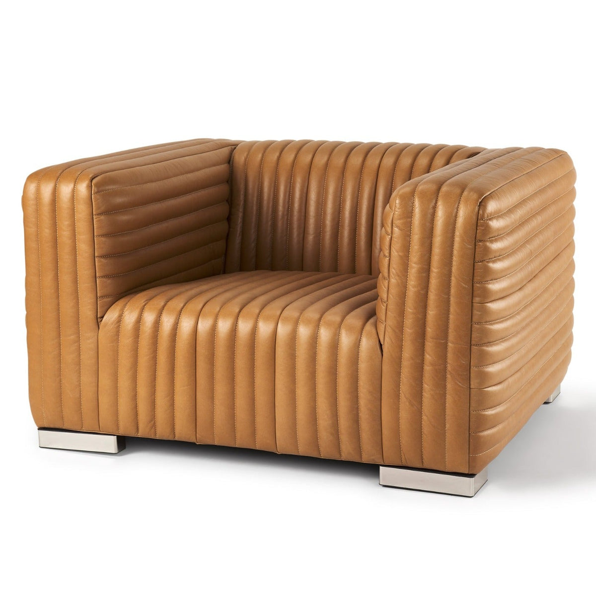 Mercana Ricciardo Cognac Leather Upholstered Arm Chair in Brown, primary product view