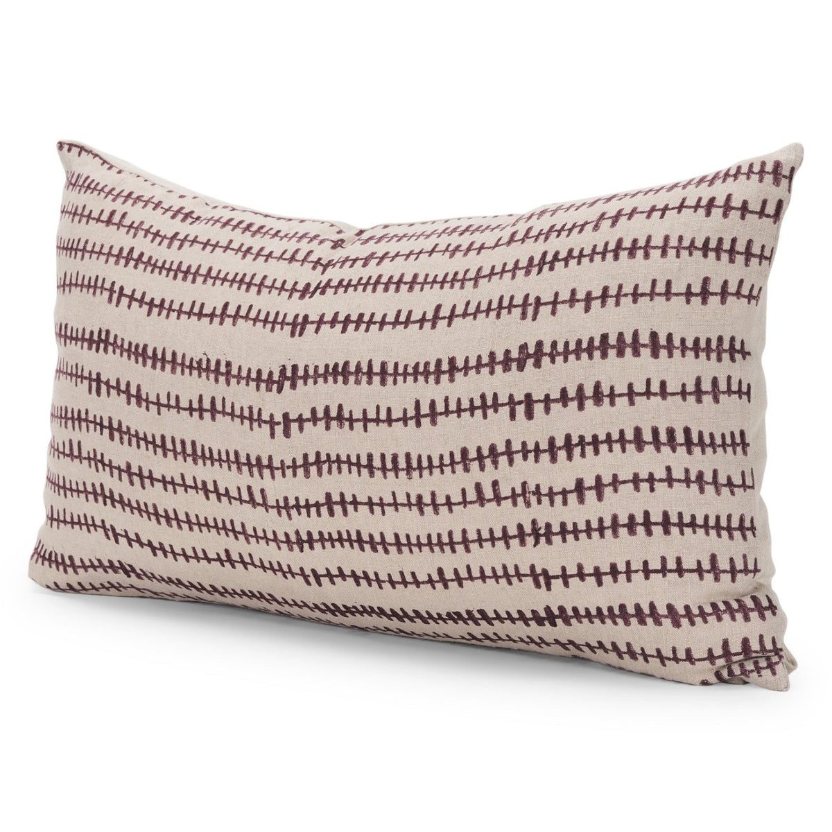 Mercana Jenna Beige w/Merlot Print Linen Lumbar Decorative Pillow Cover, primary product view