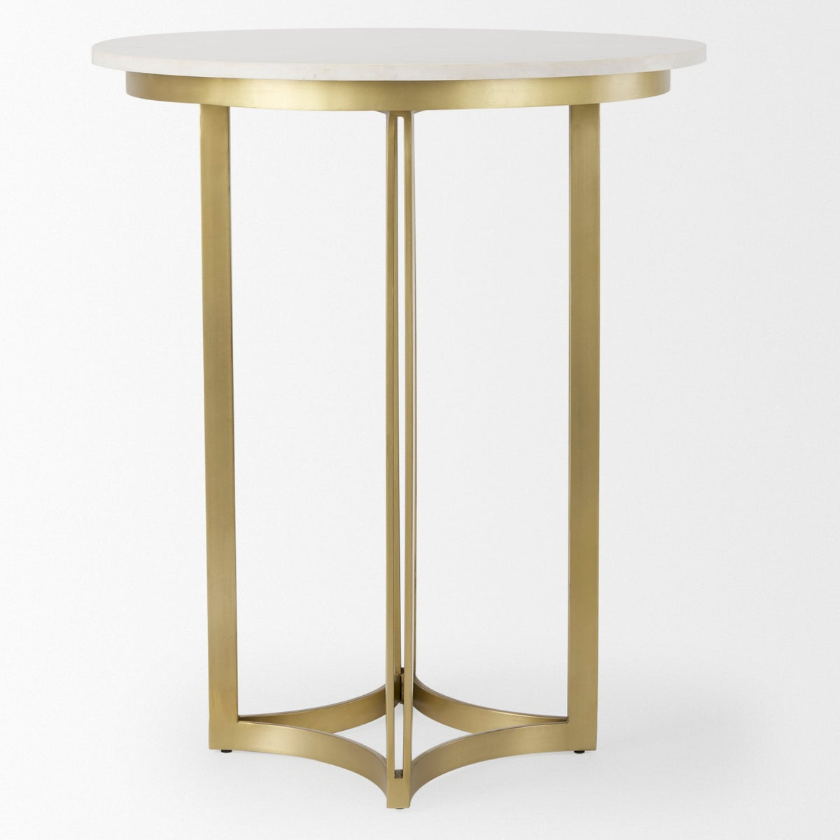 Mercana Tanner 32"L x 32"W Pedestal Dining Table | White Marble & Matte Gold | Seats 2