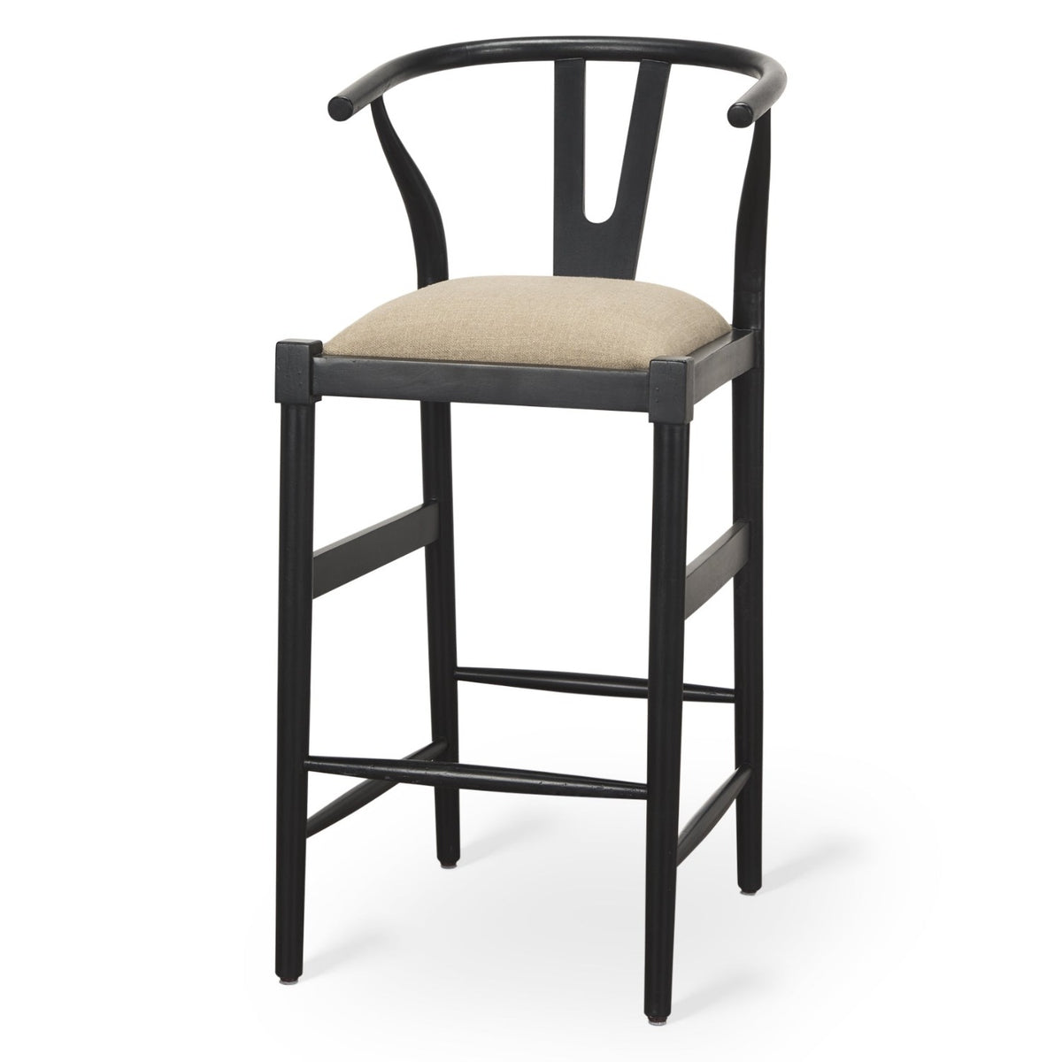 Mercana Trixie Black Wood Frame w/Dark Taupe Seat Bar Stool Set of 2, primary product view
