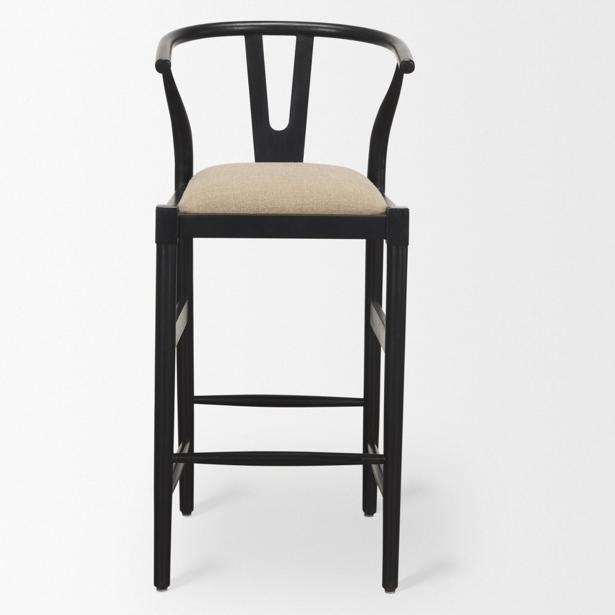 Mercana Trixie Black Wood Frame w/ Dark Taupe Fabric Seat Bar Stool