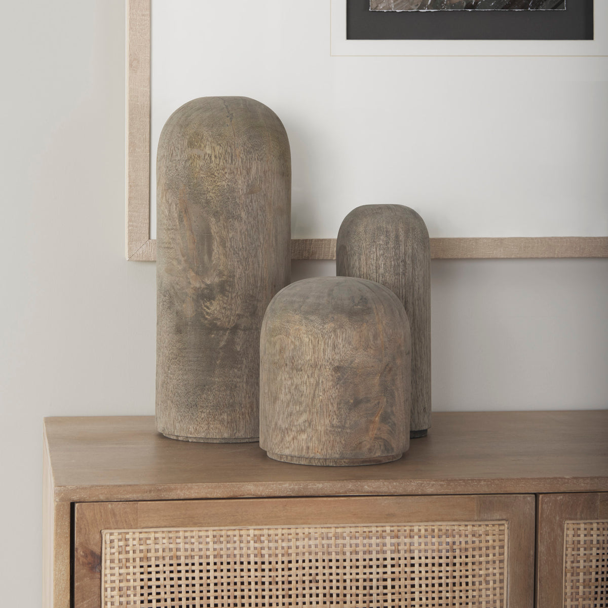 Mercana Knox Short Gray-Wash Wood Decorative Object