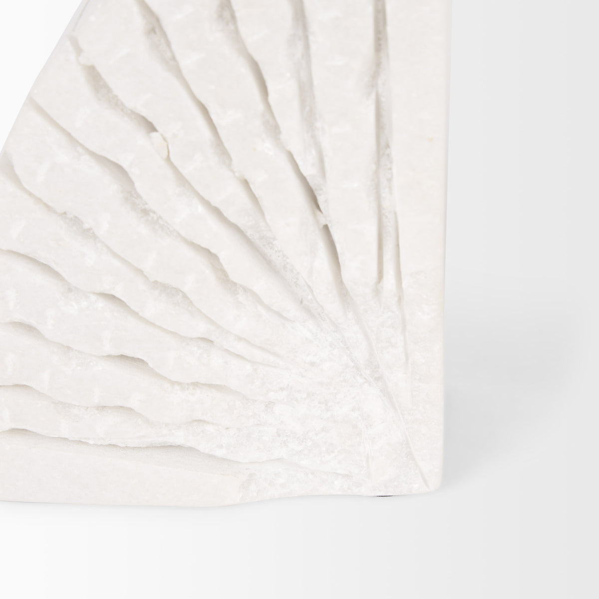 Mercana Stept White Marble Bookends w/rough carving (set of 2)
