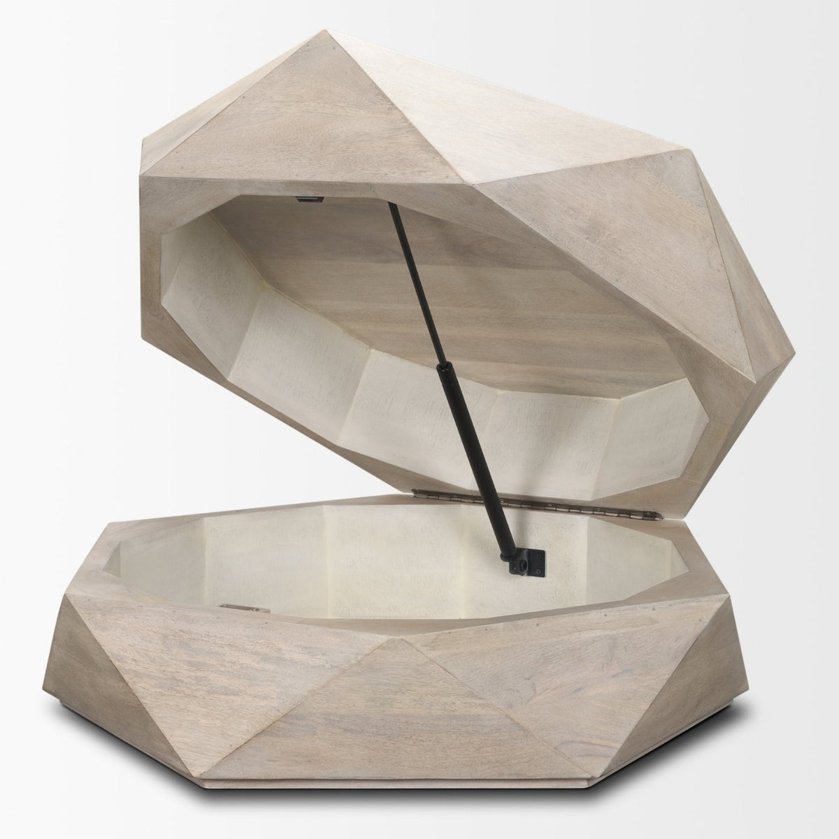 Mercana Arreto 36" Hexagonal Hinged Solid Wood Top and Base Coffee Table