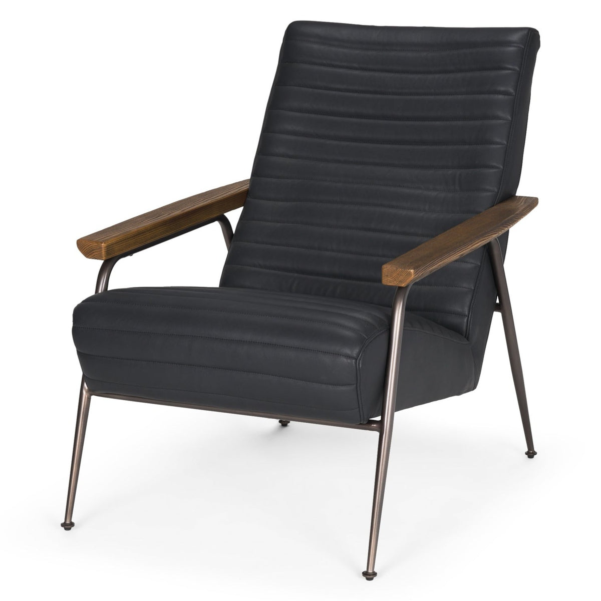 Mercana Grosjean Black Leather w/Black Metal Frame Accent Chair, primary product view