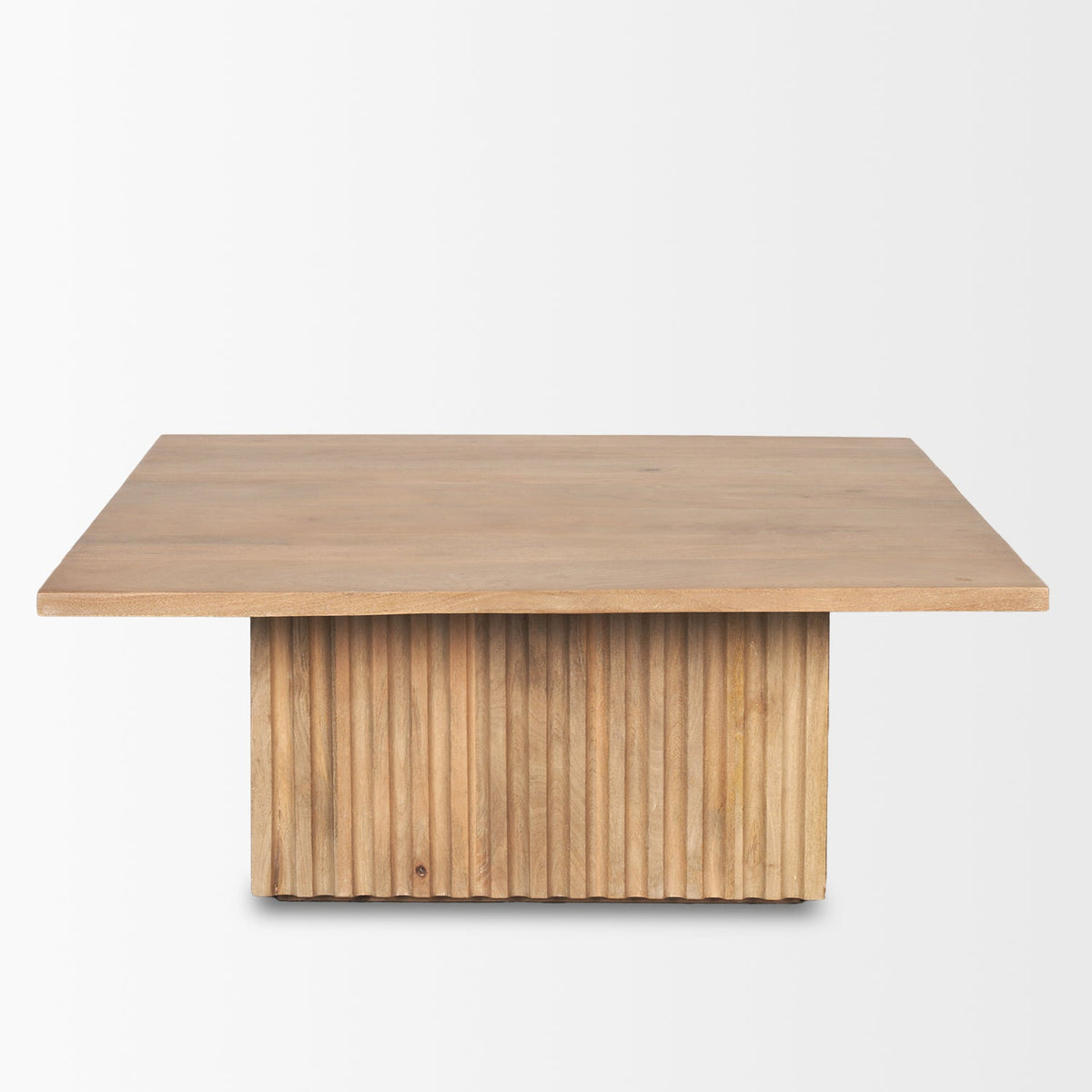 Mercana June Light Brown Wood w/ Fluting Square Coffee Table
