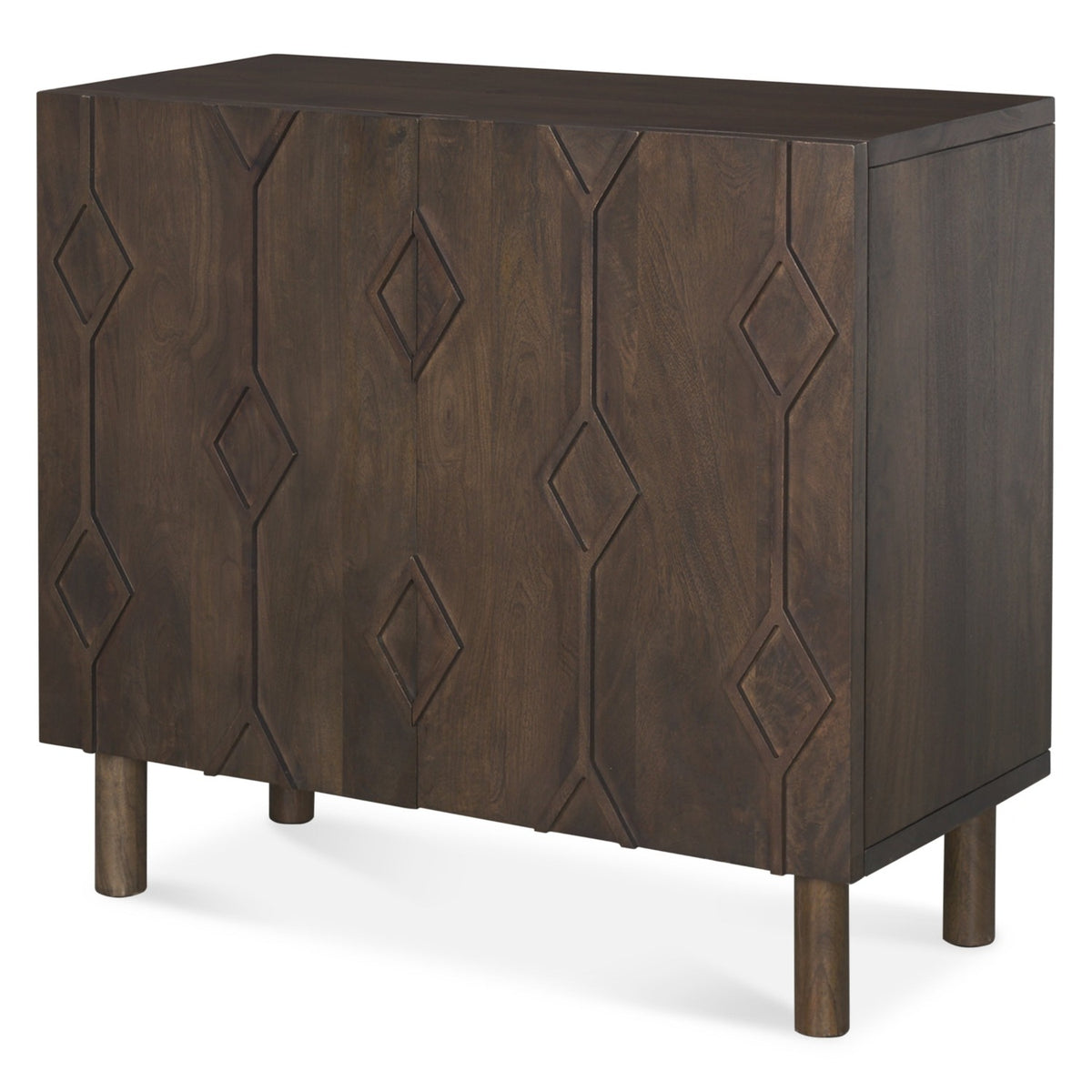 Mercana Heera Dark Brown Diamond Motif w/Shelf Accent Cabinet, primary product view