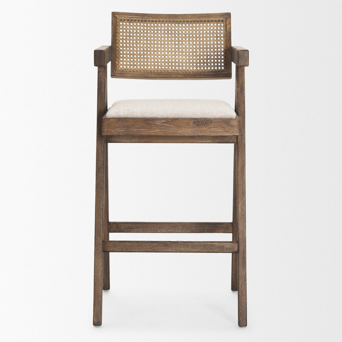 Mercana Indie Medium Brown Wood w/ Cane Bar Stool