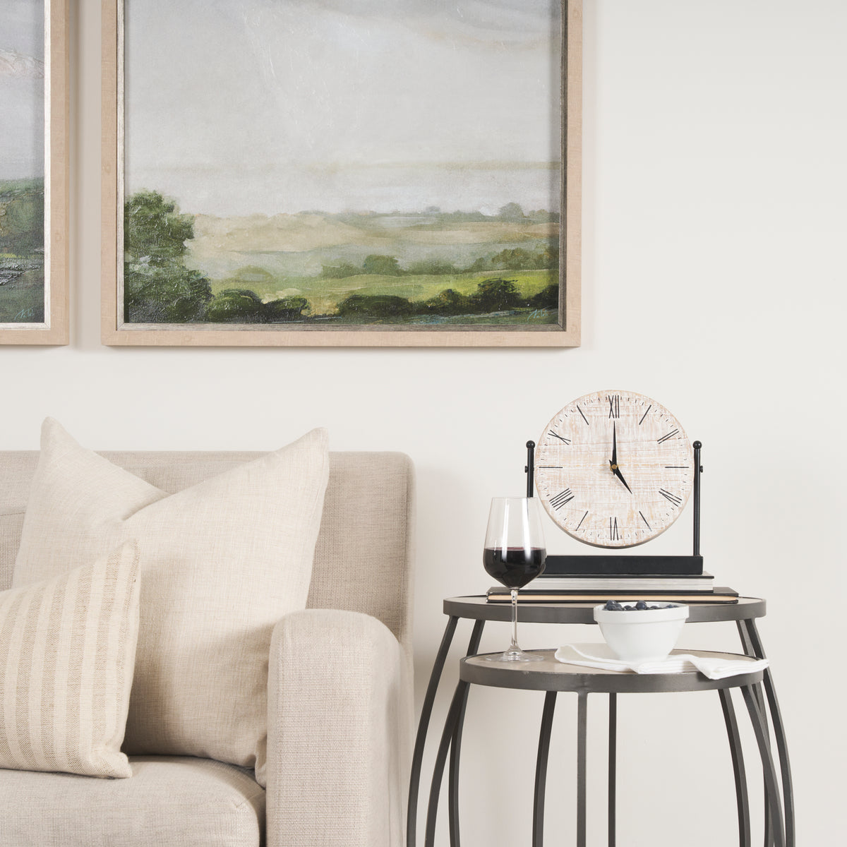 Mercana Raja Matte Black Metal w/ Wood Table Clock