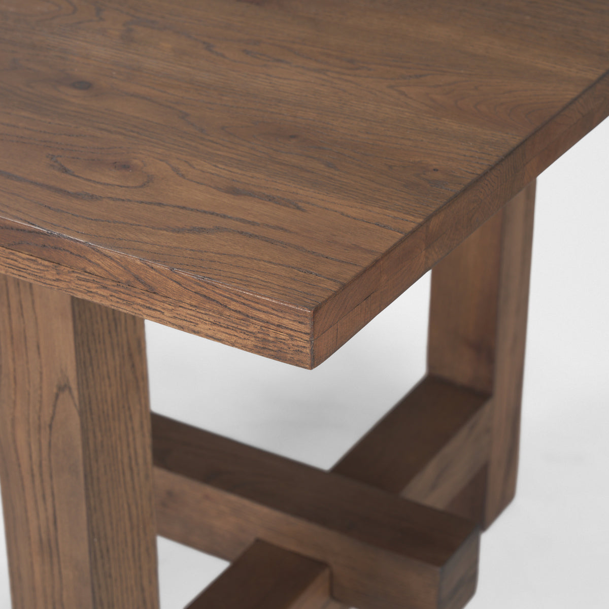 Mercana Suke 84"L x 42"W Rectangular Trestle Dining Table | Med Brown Wood | Seats 8