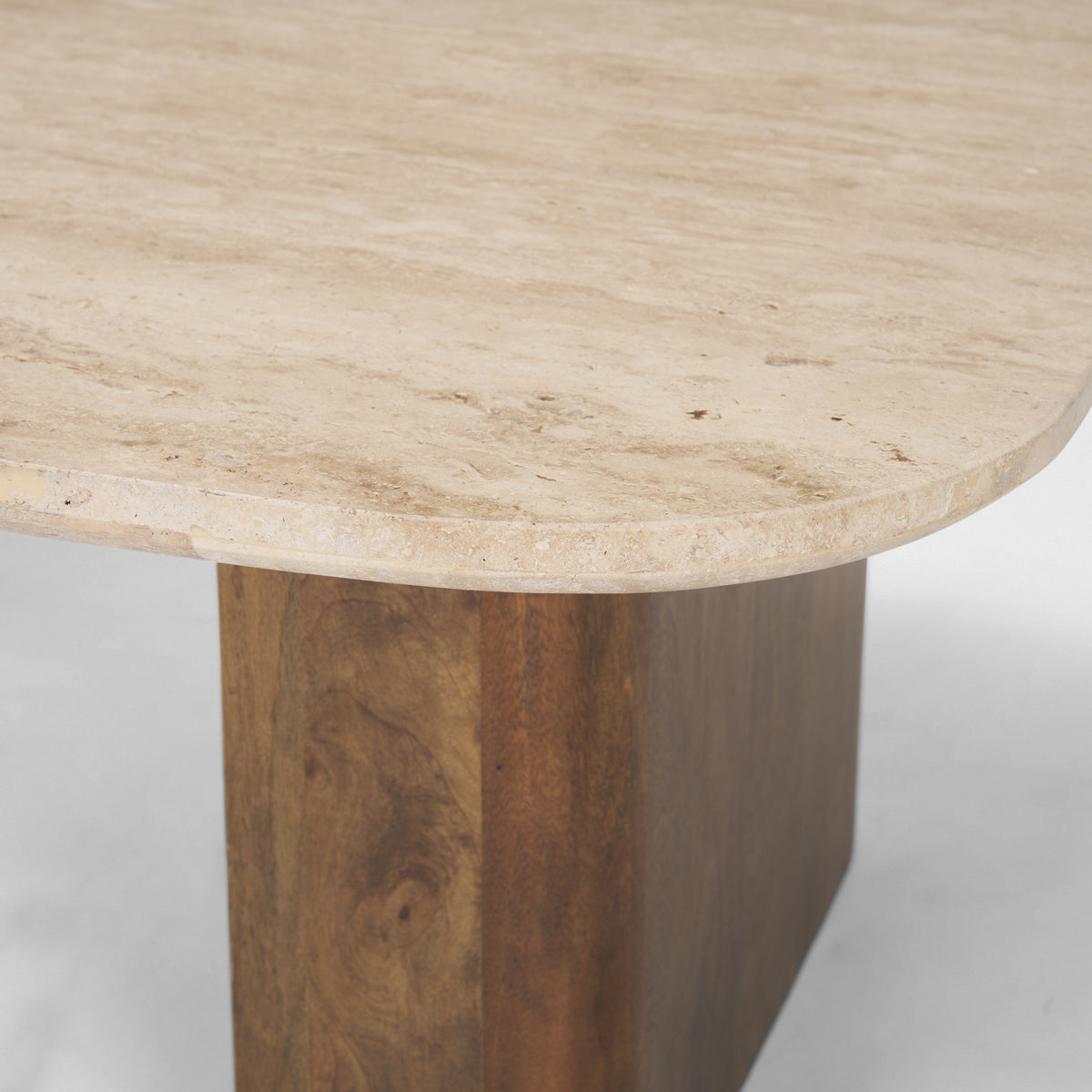 Mercana Symona Travertine and Mango Wood Rectangle Coffee Table