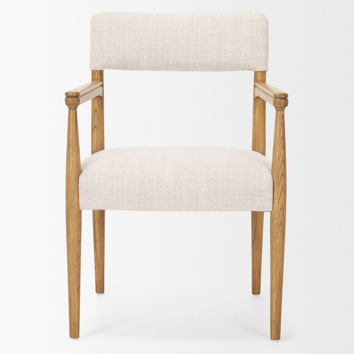 Mercana Toni Curved Back Dining Side Chair | Cream Fabric w/ Light Brown Wood