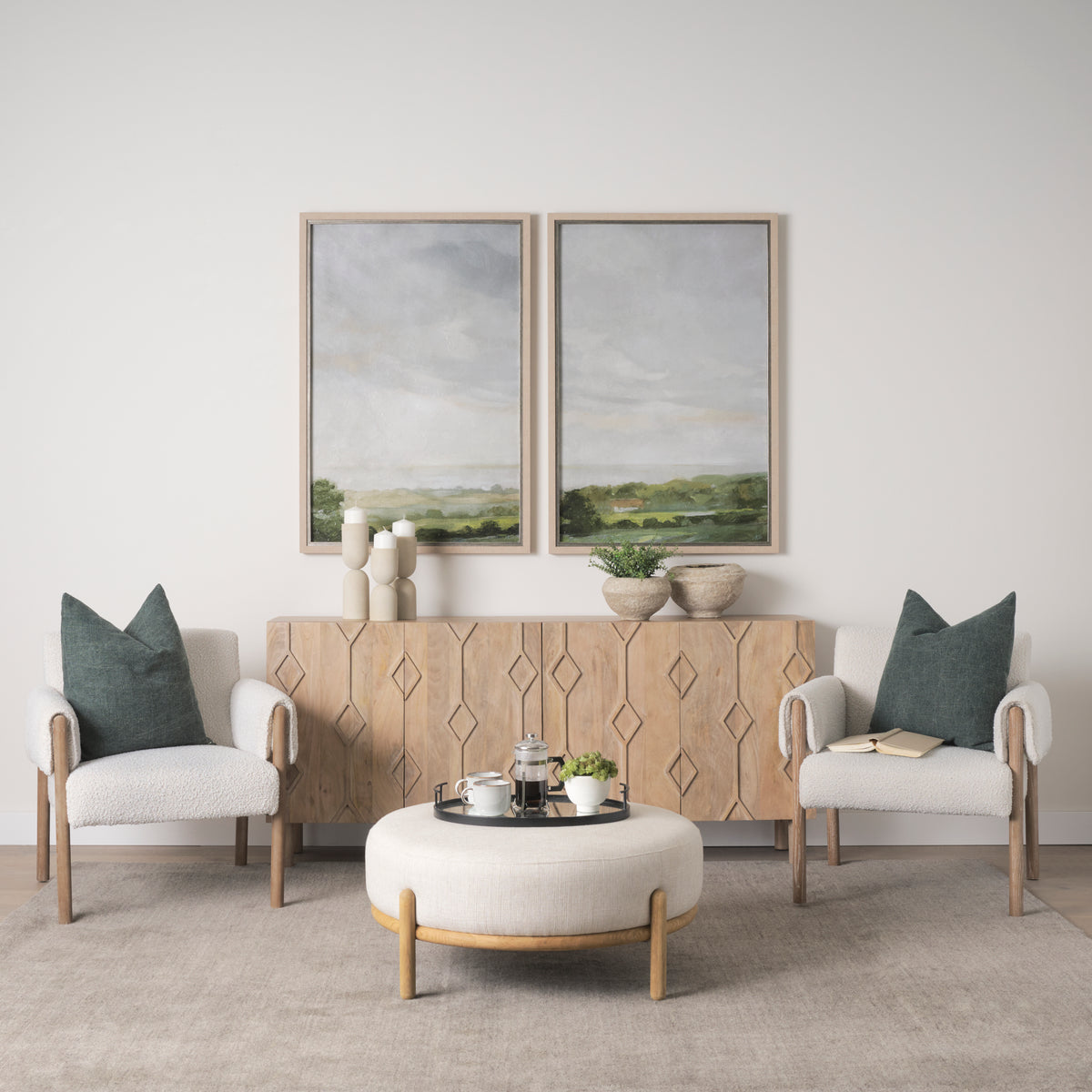 Mercana Heera Light Brown Diamond w/ Shelf Motif Sideboard