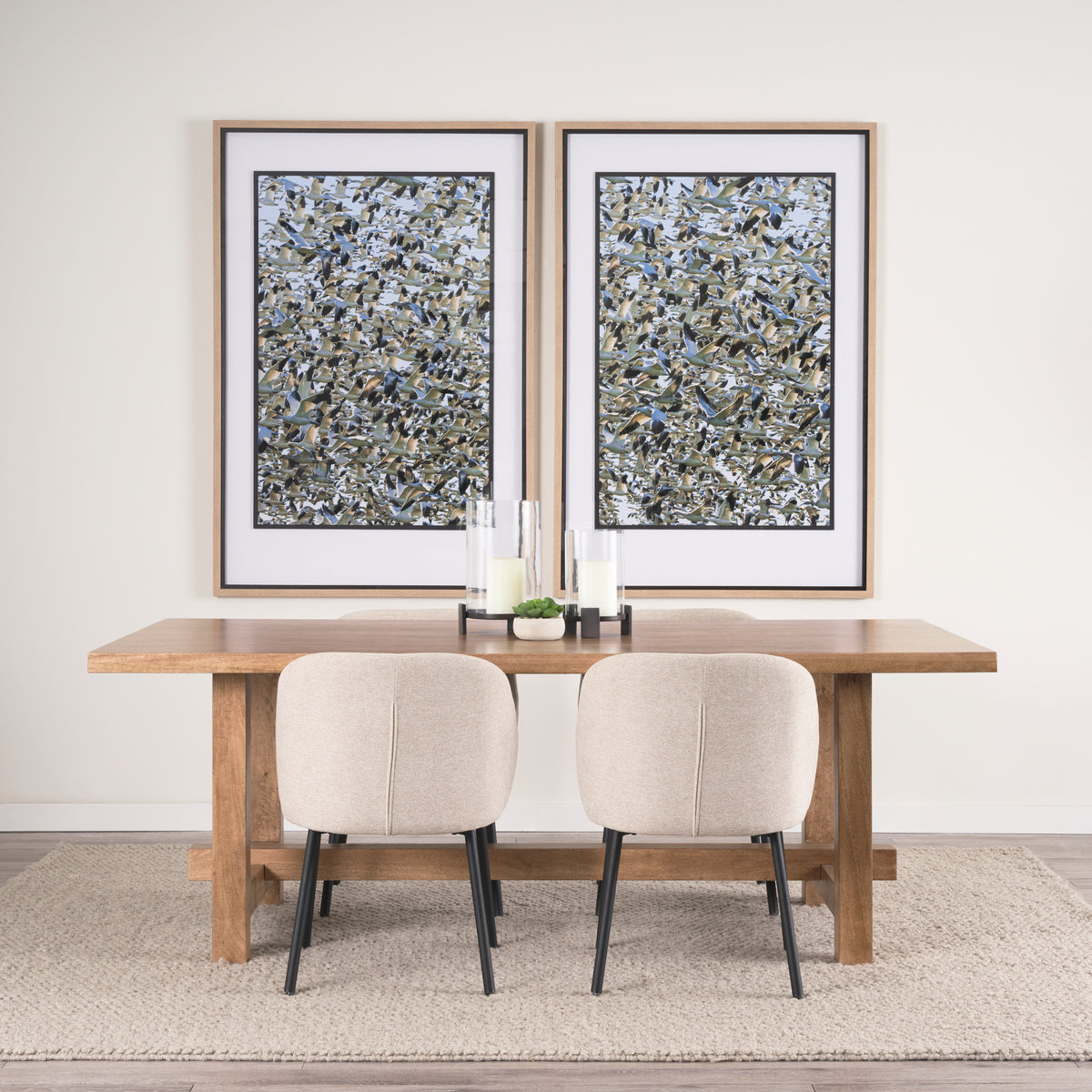 Mercana Suke 84"L x 42"W Rectangular Trestle Dining Table | Natural Wood | Seats 8