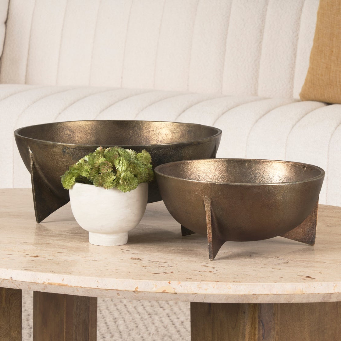 Mercana Quita Large Gold Metal Decorative Bowl Set, primary product view