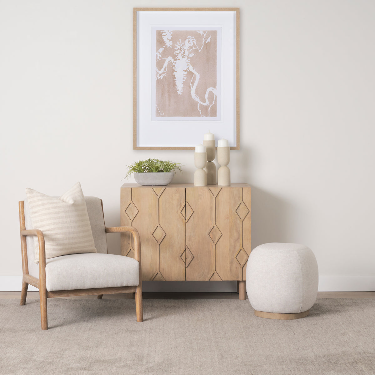 Mercana Heera Light Brown Diamond Motif w/ Shelf Accent Cabinet
