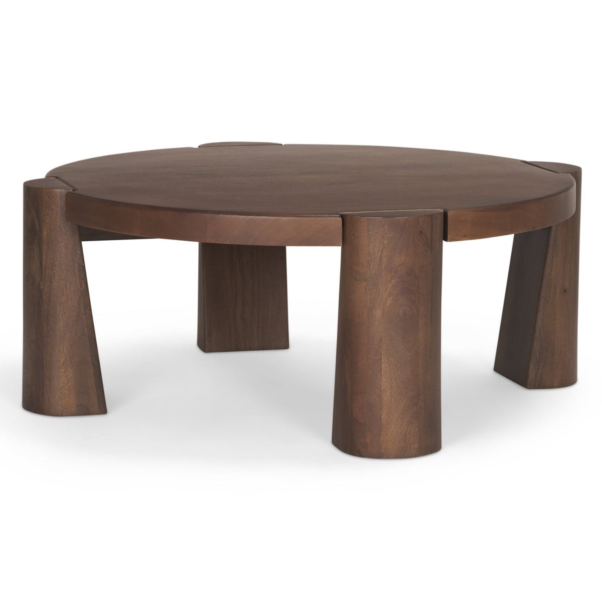 Mercana Tammar Round Wood w/Tapered Legs Coffee Table in Medium Brown, primary product view
