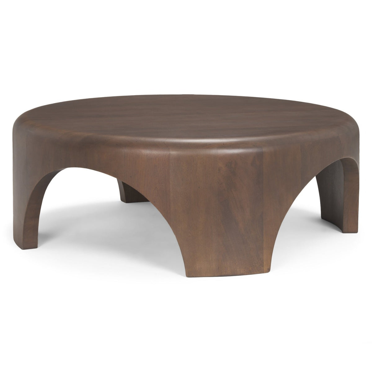 Mercana Shima Round Dark Brown Wood w/Arched Legs Coffee Table, primary product view
