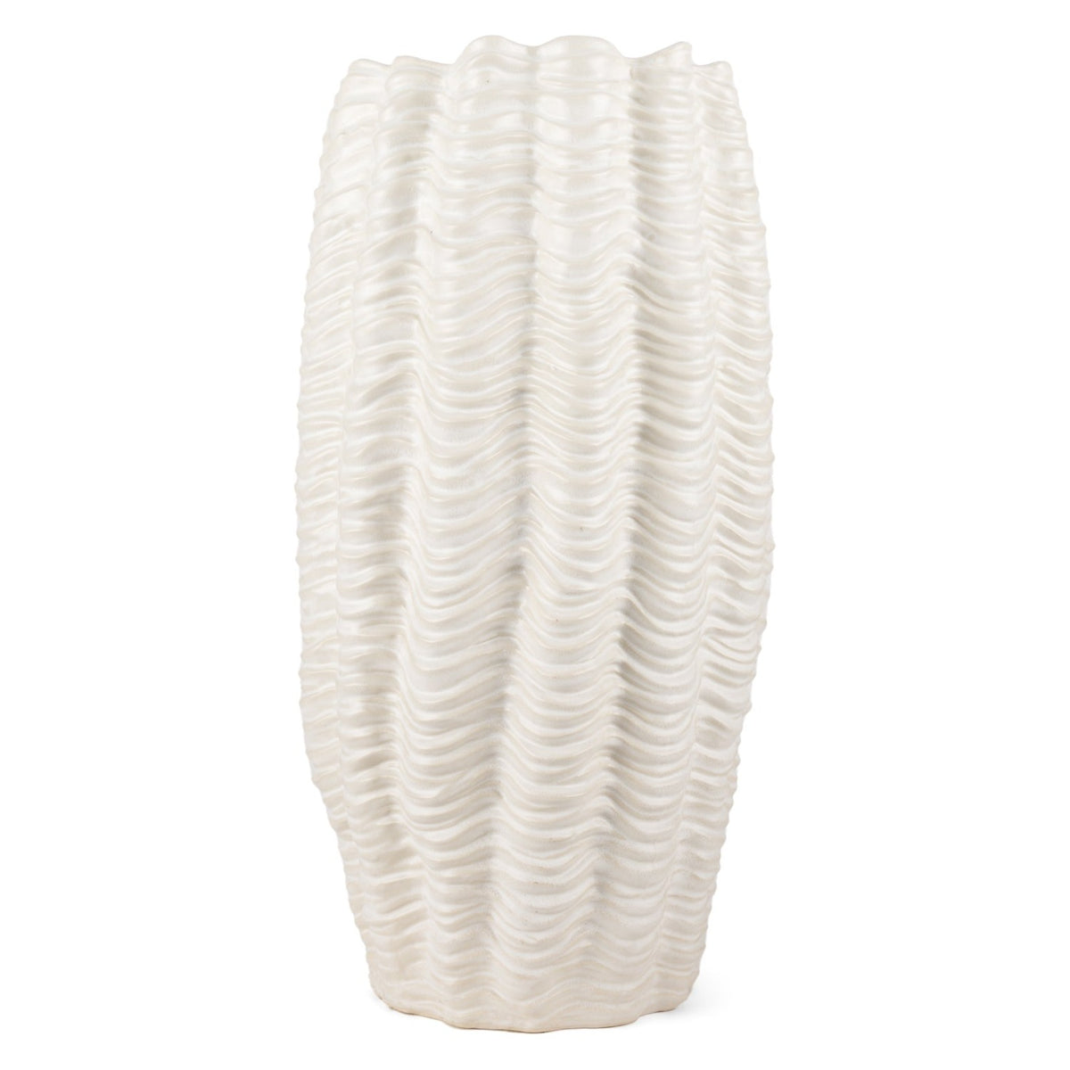 Mercana Velia Tall Seashell Sculptural Cream Glazed Ceramic Vase, primary product view