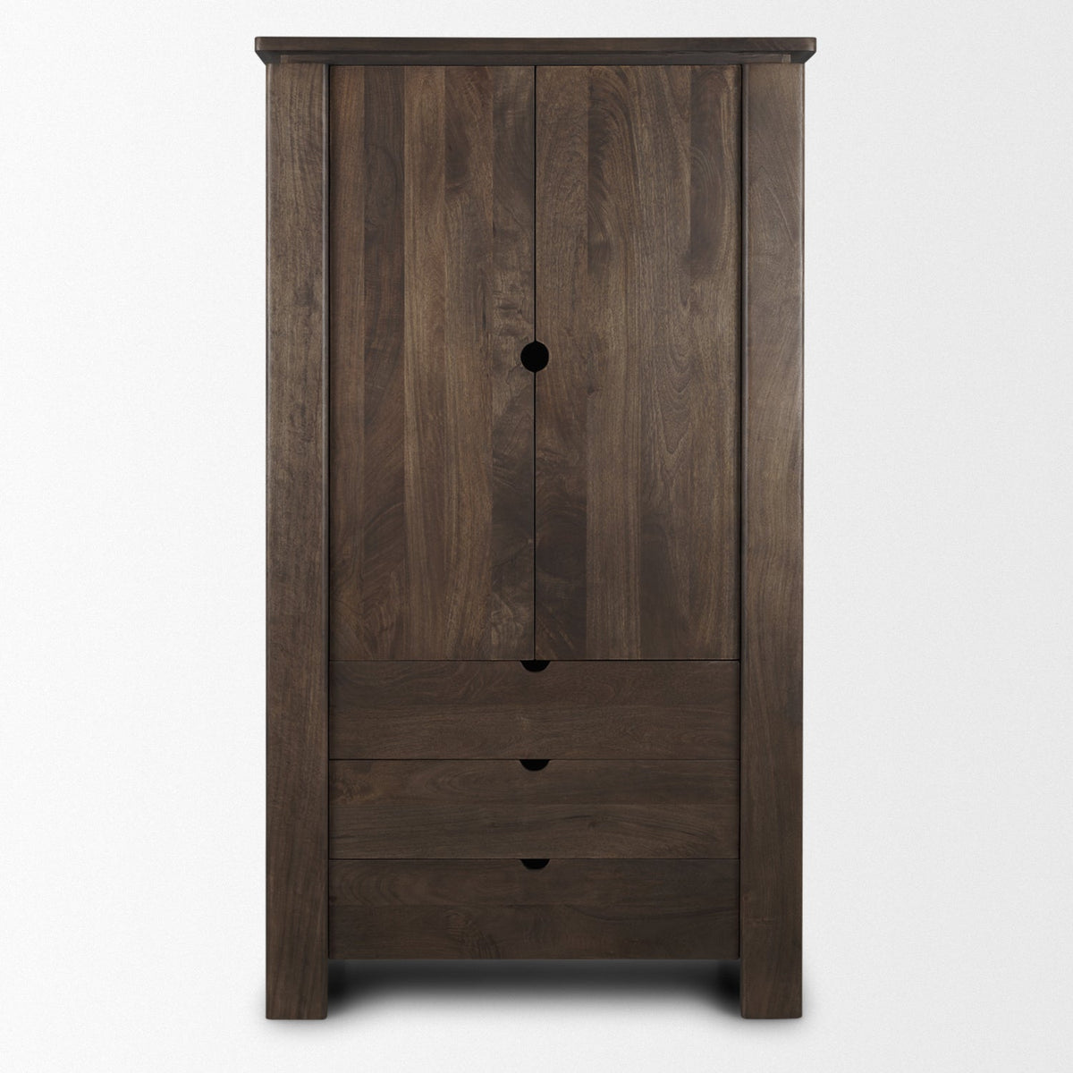 Mercana Wallen Solid Dark Brown Wood Curio Cabinet