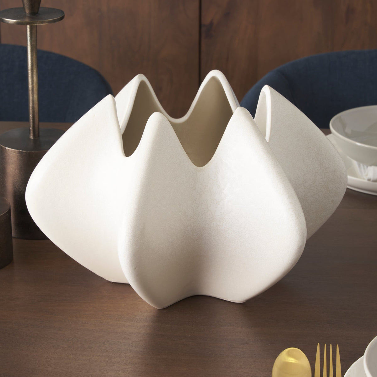 Mercana Ulrich Sculptural Cream Glazed Ceramic Vase, primary product view