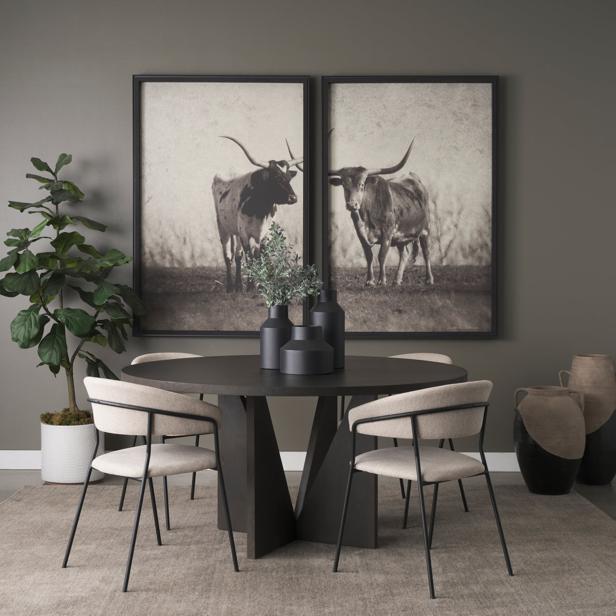 Mercana Tarro 60" Round Dining Table | Espresso Wood | Seats 6