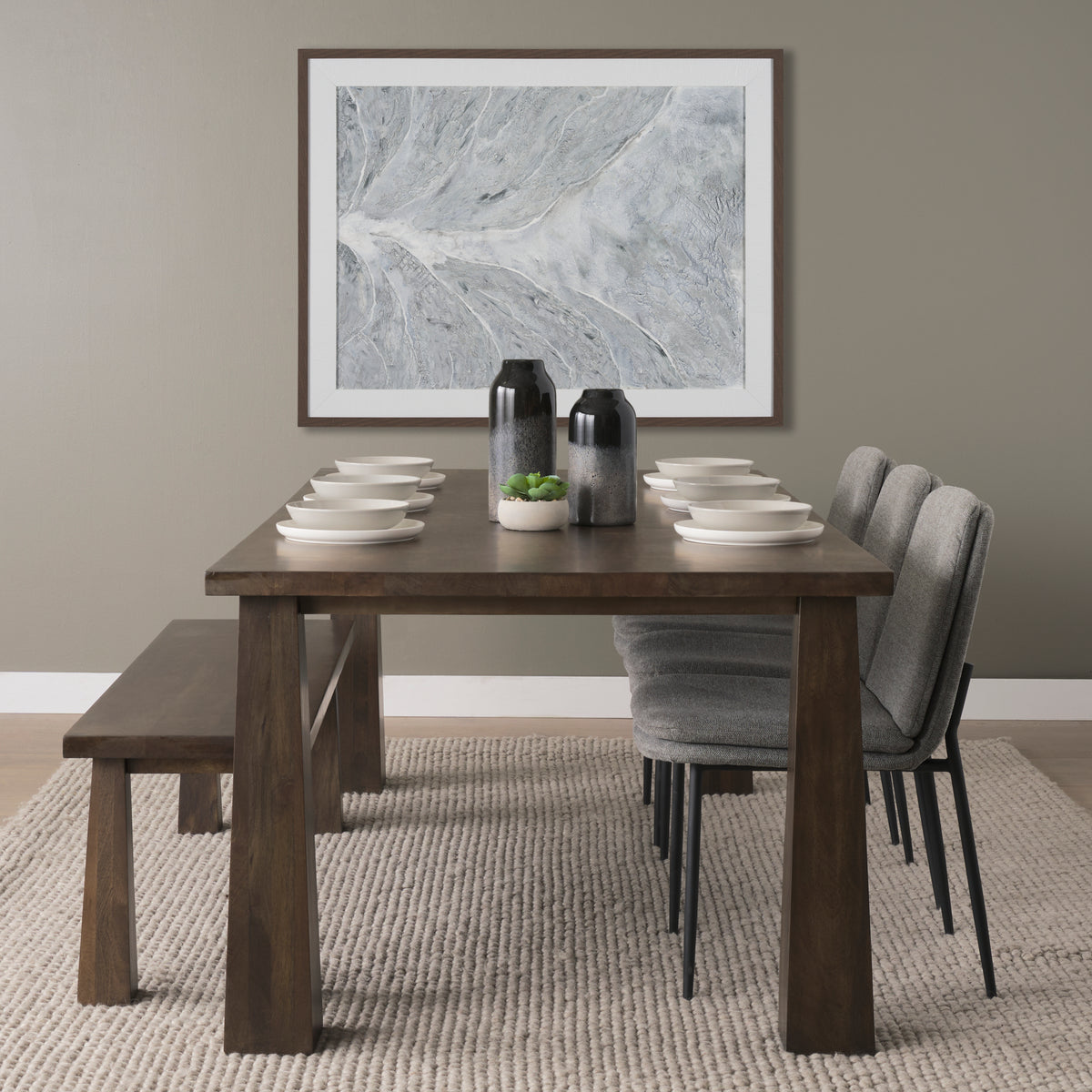 Mercana Wolcott 84"L x 42"W Rectangular Dining Table | Modern | Dark Brown Wood | Seats 8