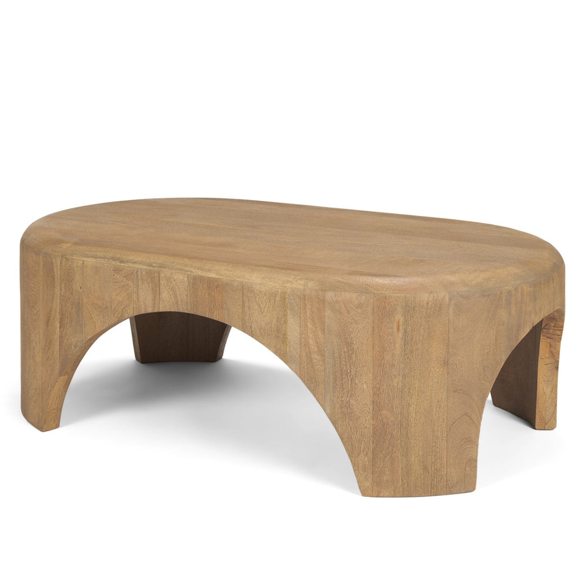 Mercana Shima Oval Light Brown Wood w/Arched Legs Coffee Table, primary product view