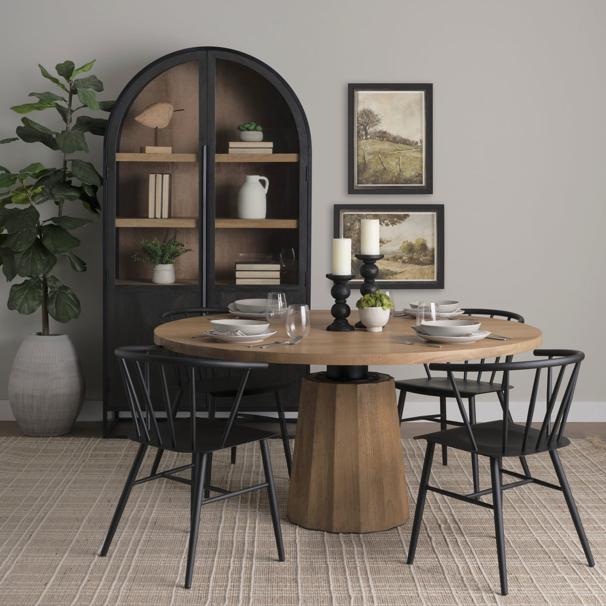 Mercana Swanson 60" Round Pedestal Dining Table | Modern | Light Brown Wood | Seats 6
