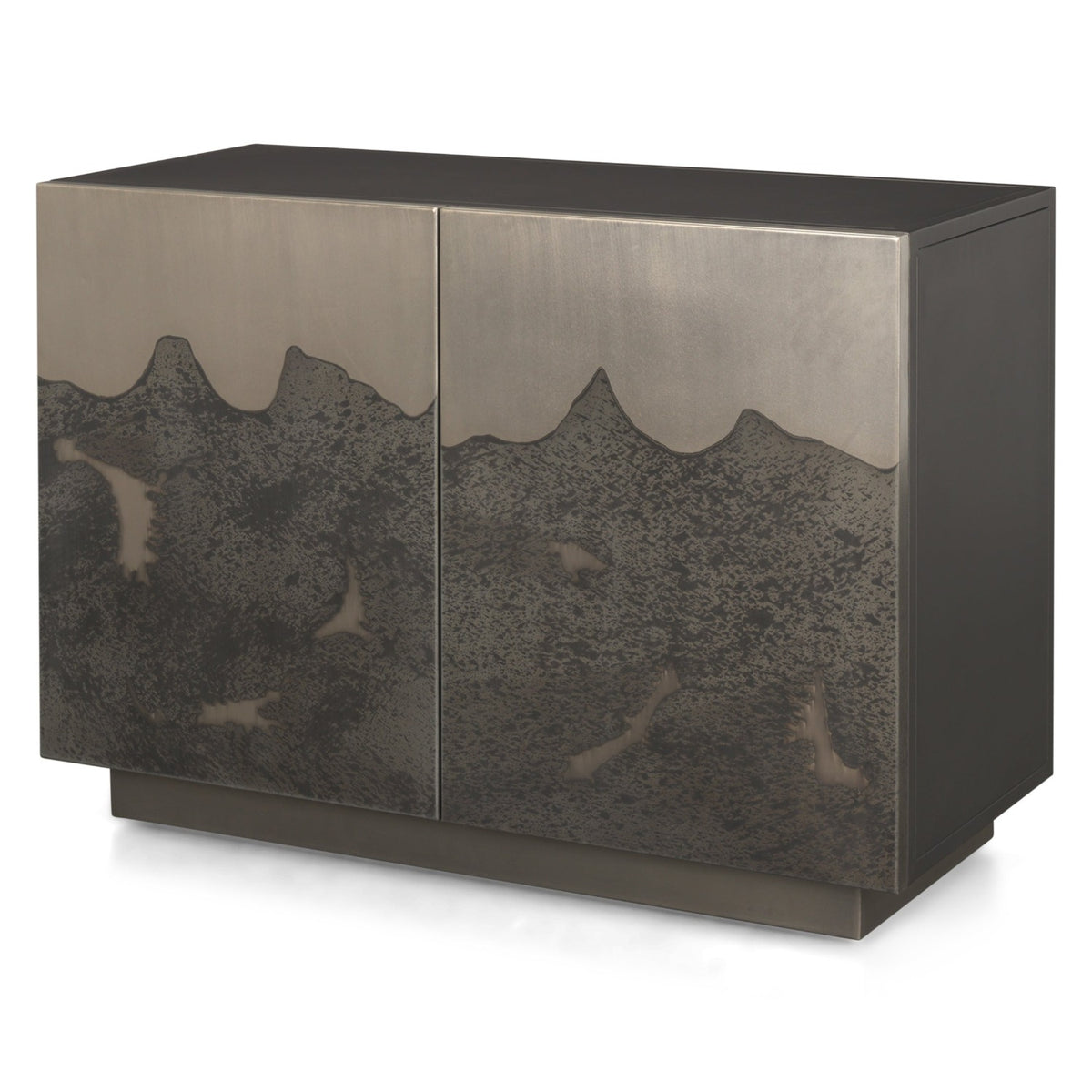 Mercana Roxdale Acid Washed Iron Metal Accent Cabinet in Black, Gray, primary product view