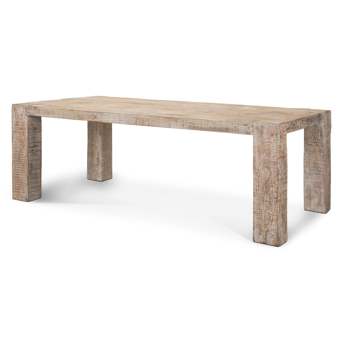 Mercana McArthur White Wash Wood Dining Table in Brown, primary product view