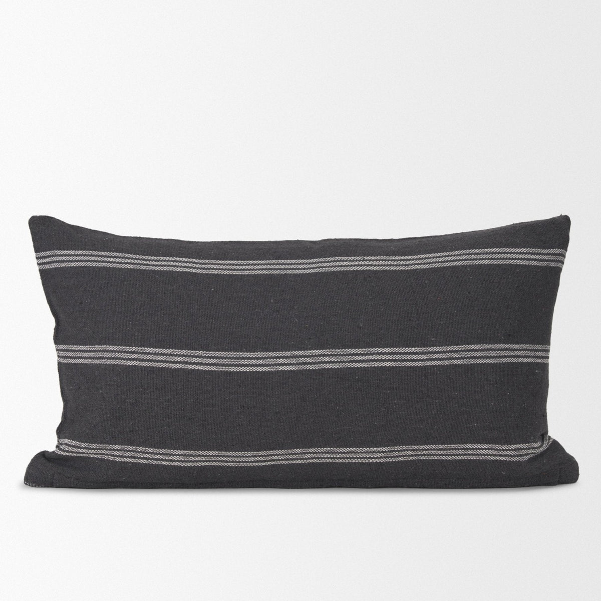 Mercana Jayme Gray/White Striped Cotton Lumbar Pillow Cover