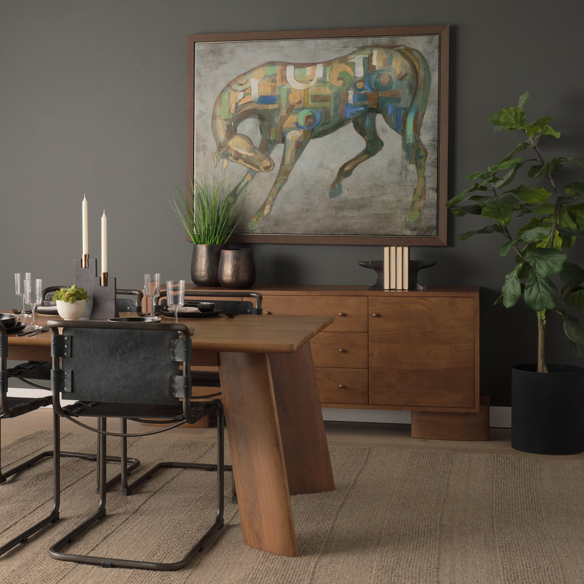Mercana Jonan 94"L x 42"W Rectangular Dining Table | Med Brown Wood | Seats 8