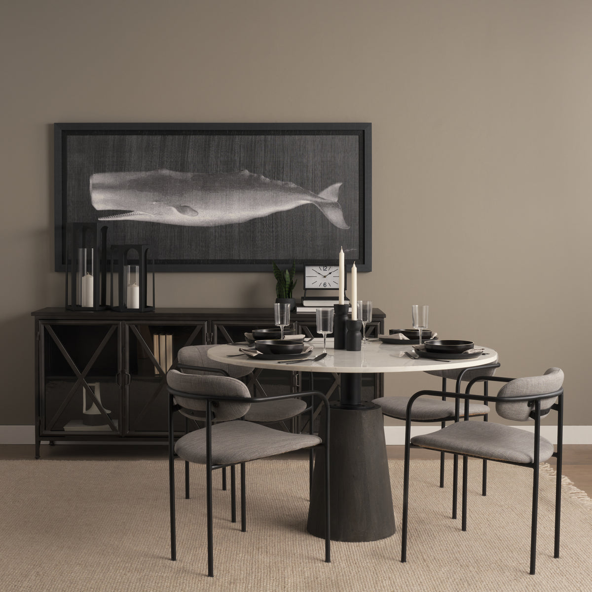 Mercana Poppy I Black Metal With Glass Door Sideboard