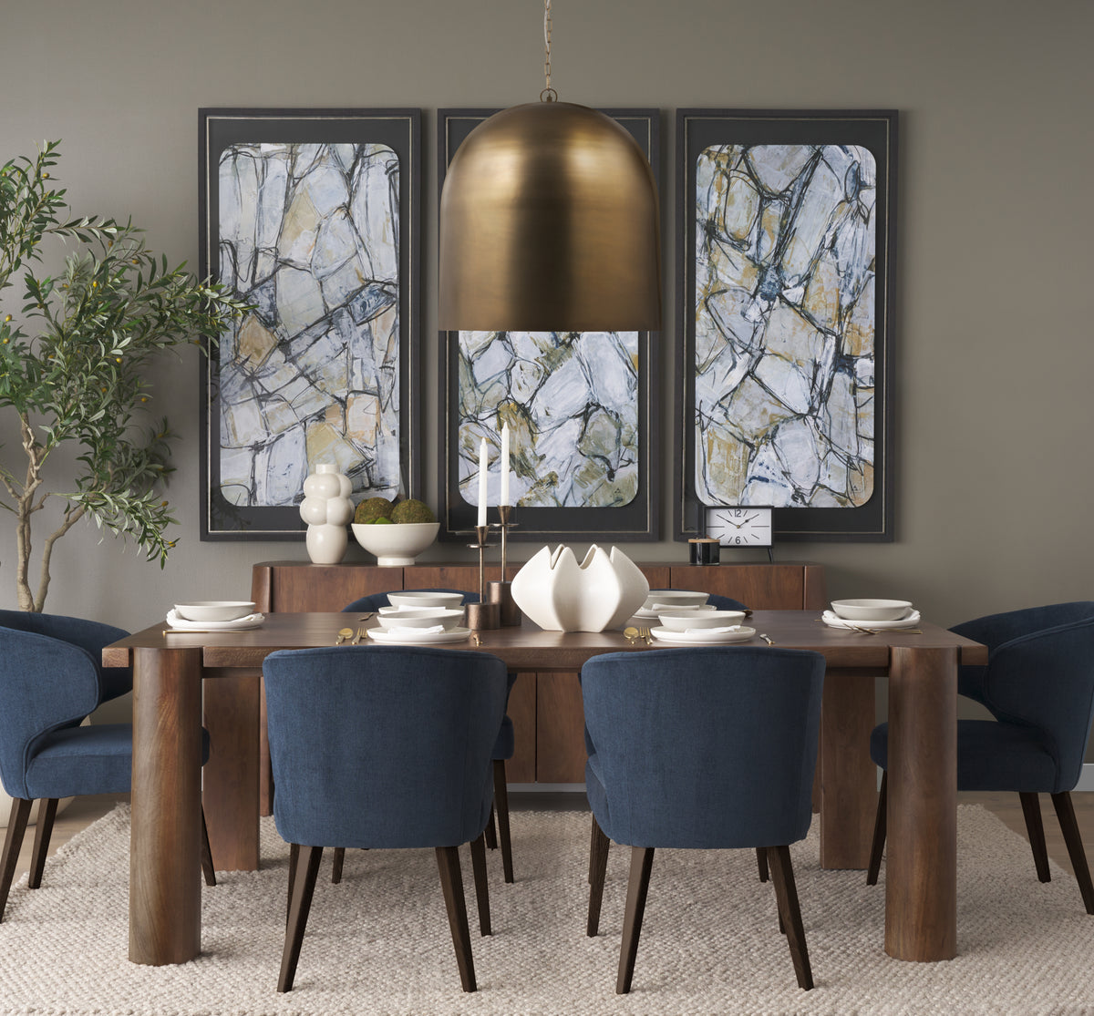 Mercana Sanne Antiqued Gold Metal w/ Silver Foil Large Pendant Light