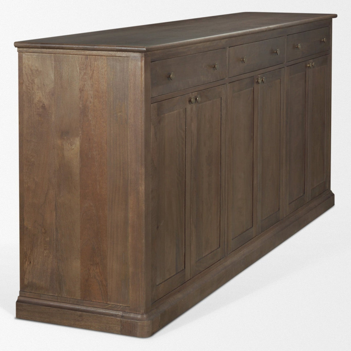 Mercana Baron Dark Brown Solid Wood w/ Antiqued Aged Brass Knobs 3-Drawer 6-Door Sideboard