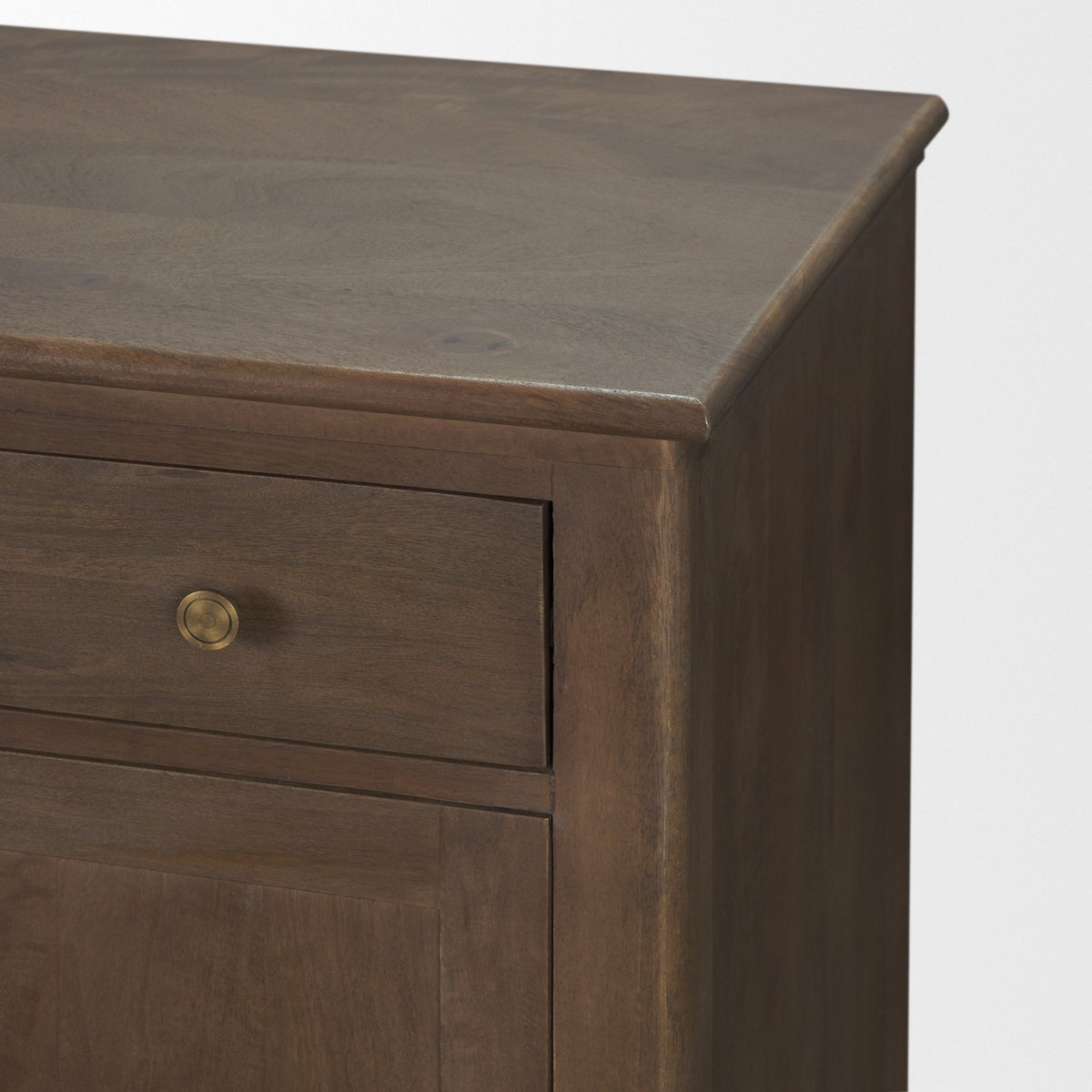 Mercana Baron Dark Brown Solid Wood w/ Antiqued Aged Brass Knobs 3-Drawer 6-Door Sideboard