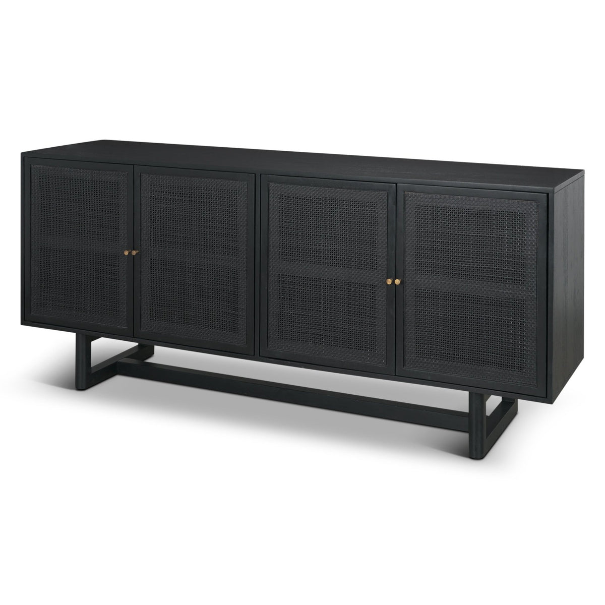 Mercana Grier 72" Black Wood W/ Black Cane Sideboard