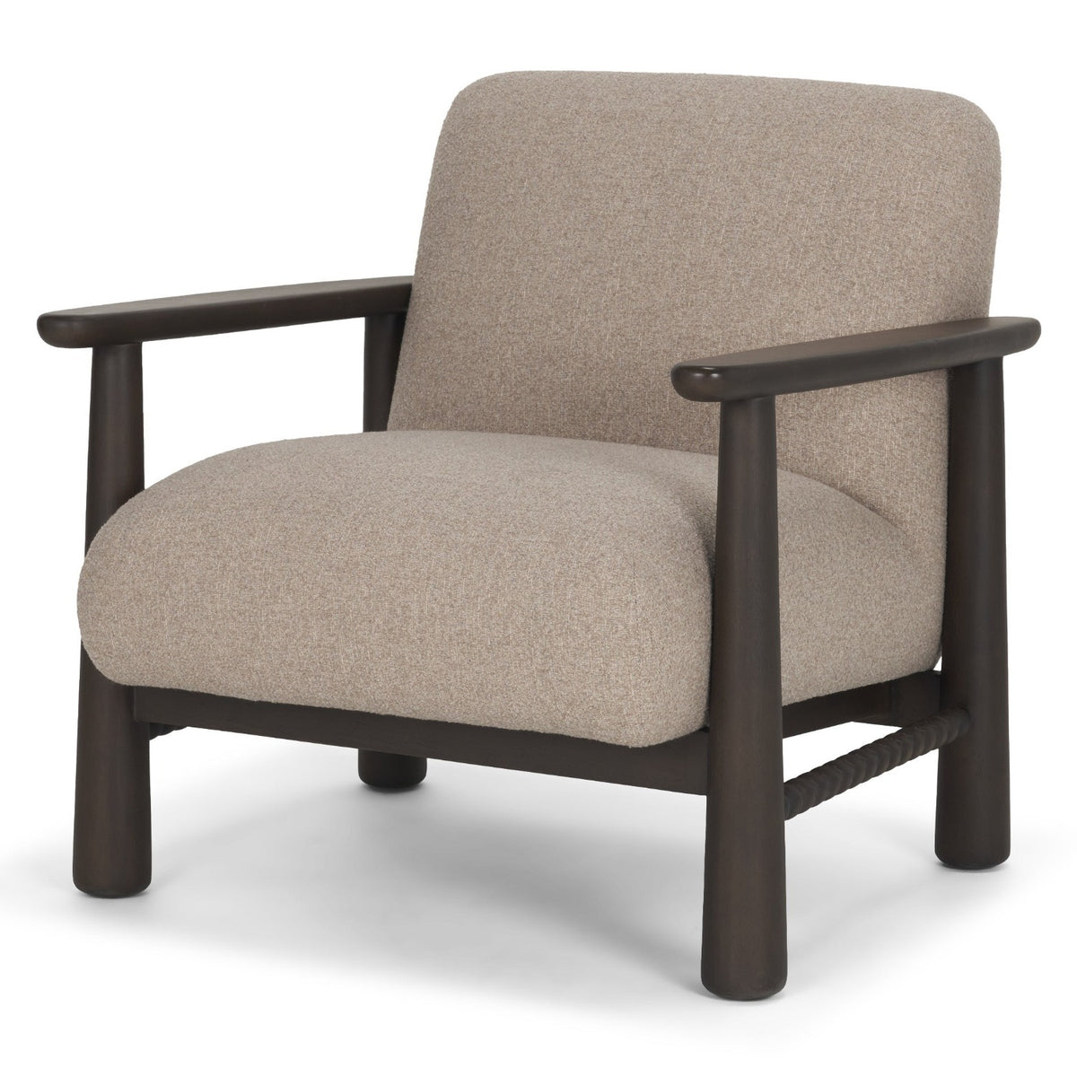 Mercana Willmar Textured Mushroom Gray Espresso Brown Wood Accent Lounge Chair, primary product view