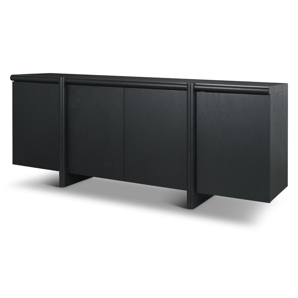 Mercana Rowan Black Oak Wood Closed 4 Door Sideboard