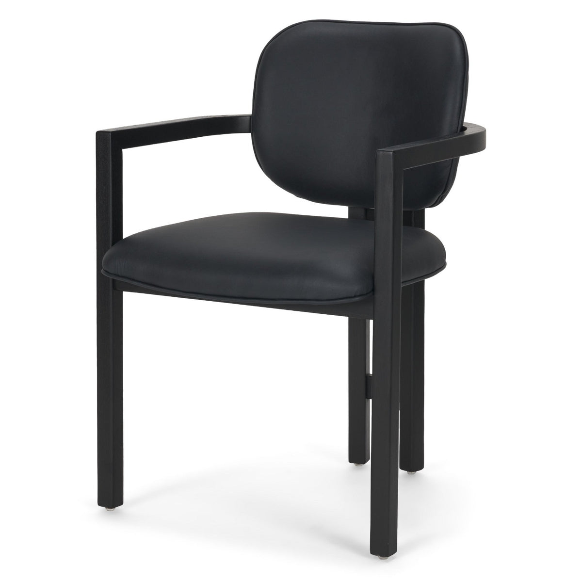 Mercana Carlisle Black Leather w/Black Wood Curved Back Dining Arm Chair Set of 2, primary product view