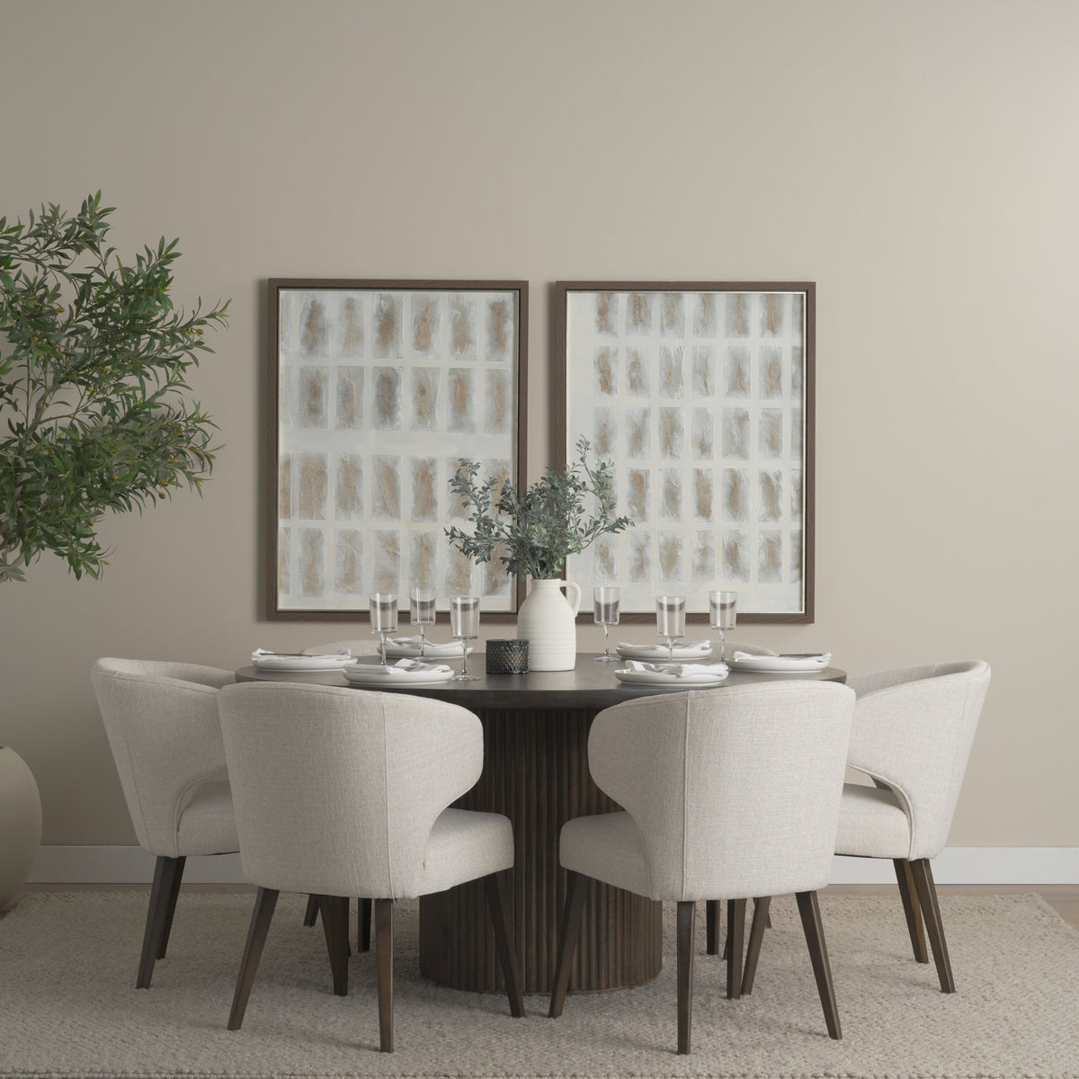 Mercana Terra Fluted Dining Table - 6 Niles Chairs