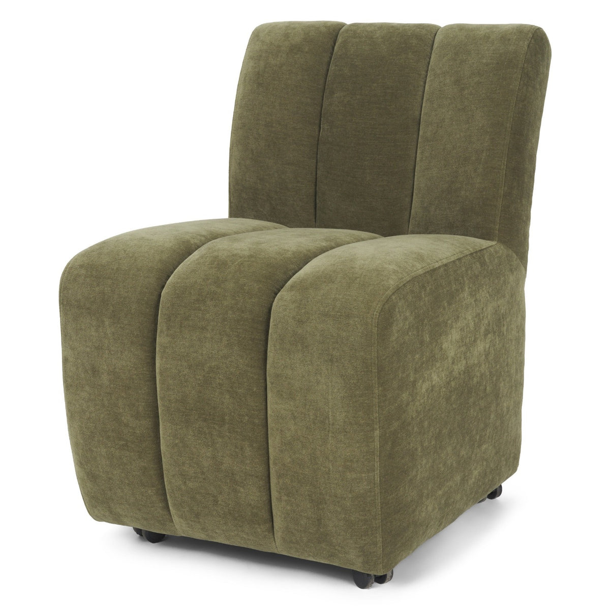 Mercana Wilkins Moss Olive w/Wood Barrel Back Dining Arm Chair Set of 2 in Green, primary product view