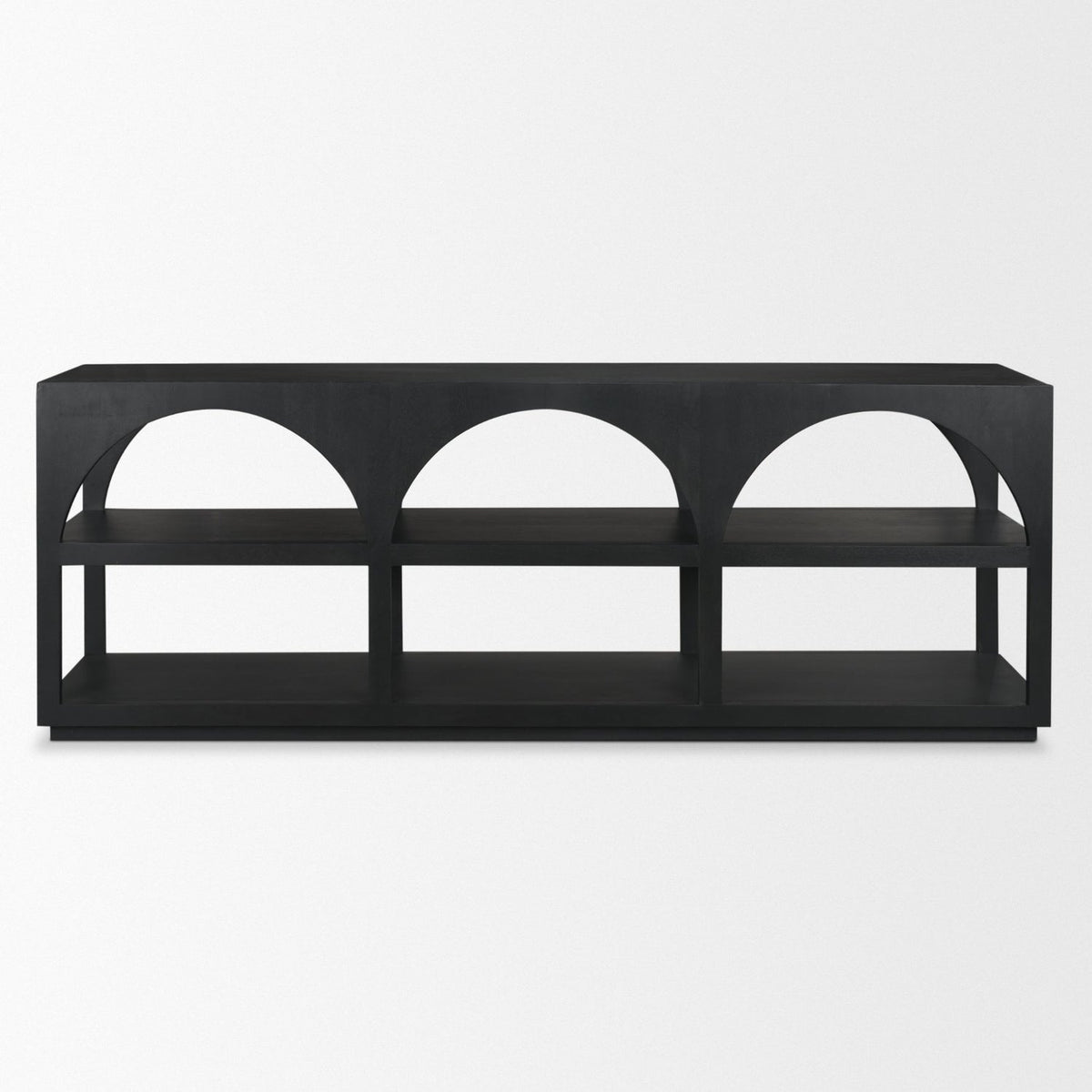 Mercana Bela 80" Matte Black Wood Arched Console Table