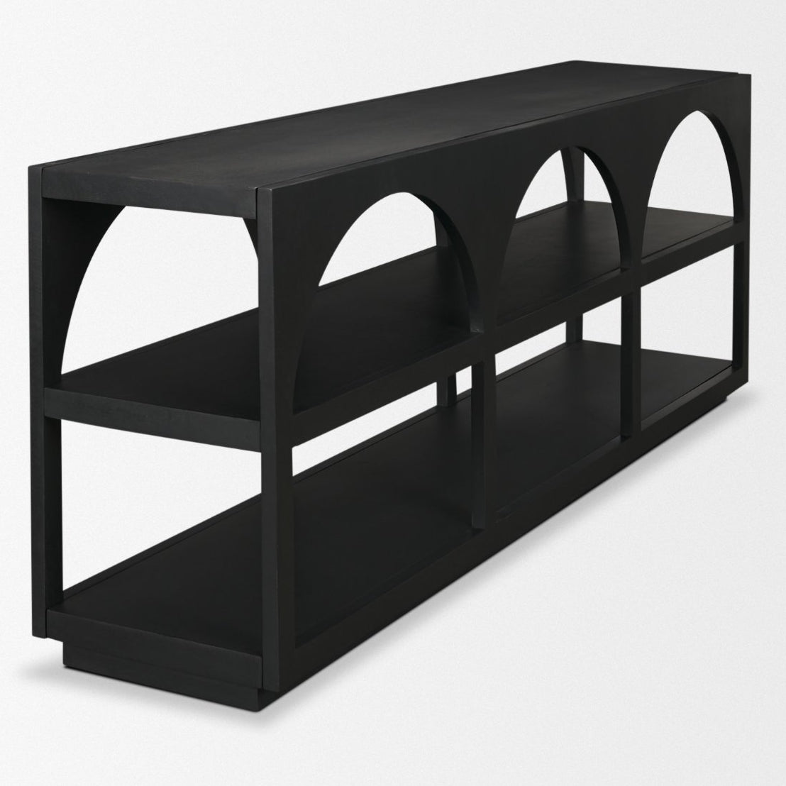 Mercana Bela 80" Matte Black Wood Arched Console Table